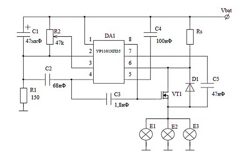 рисунок-схема с использованием микросхемы УР1101ХП35