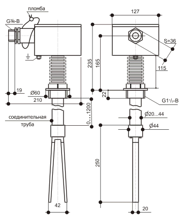 Габариты сигнализатора BC-540EP