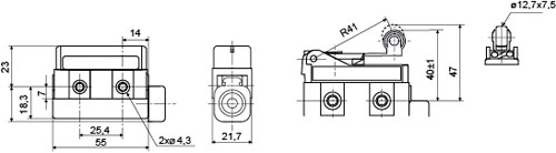 Рис.2. Габаритная схема выключателя микро D4MC-2020