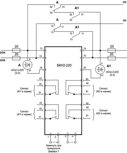 Рисунок.1. Схема внешних подключений блока БКН2-220