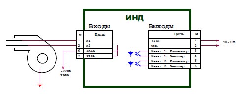 Схема подключения ионодатчика ИНД-2