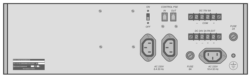 Задняя панель оборудования электропитания БРЖ02-24/7, БРЖ02-24/12